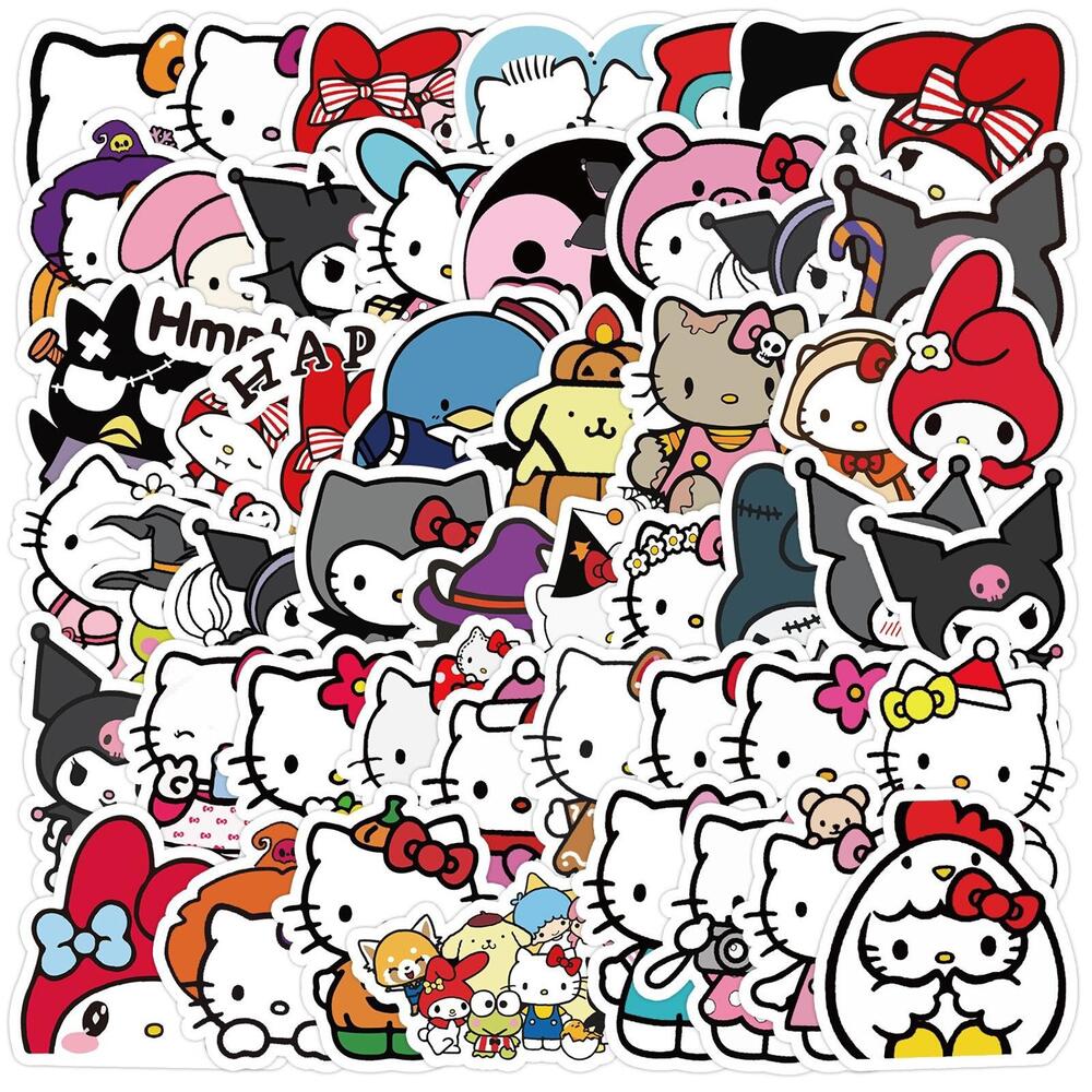 50 Pack Hello Kitty And Friends Vinyl Waterproof Stickers Cute Kawaii
